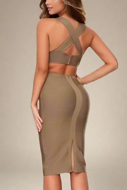 Sasha Bandage Midi Dress - Tan