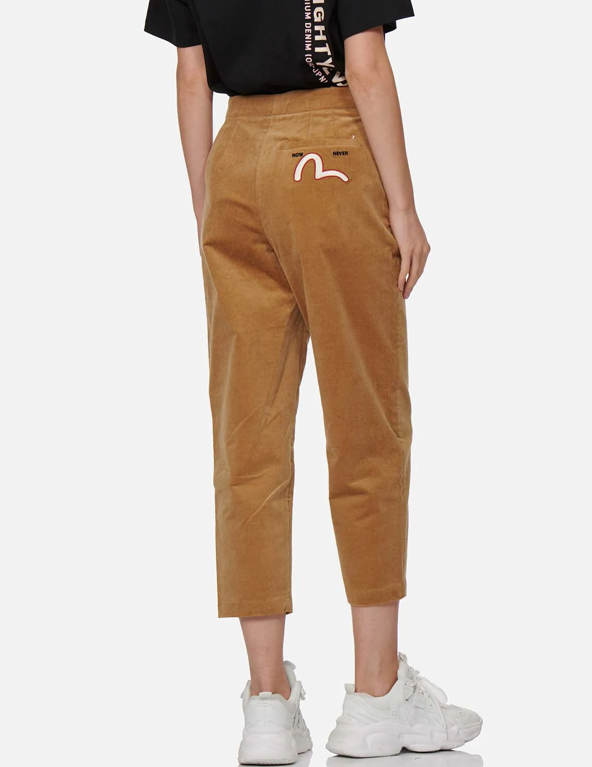 Seagull and Kamon Embroidery Corduroy Tapered Pants