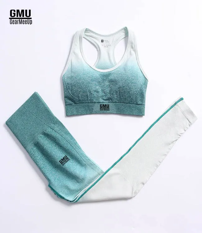 Seamless Ombre Sports Leggings Bra Set