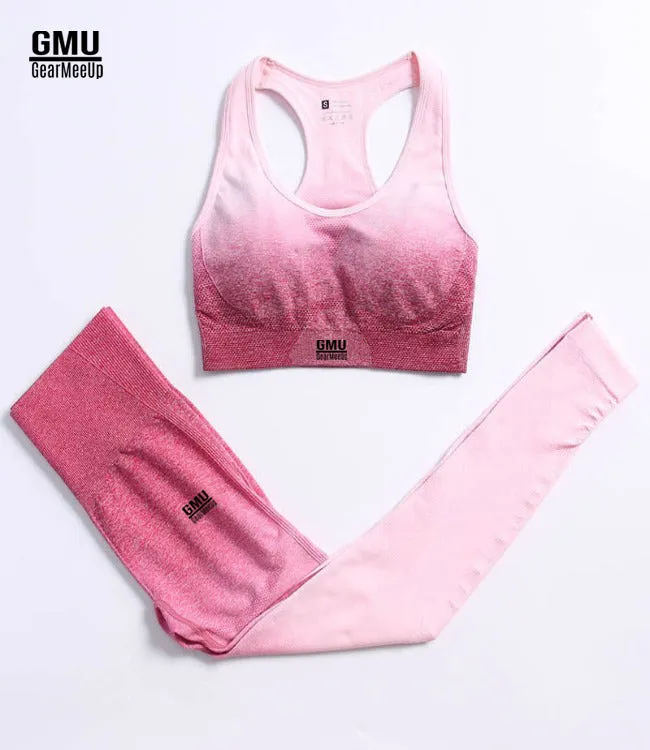 Seamless Ombre Sports Leggings Bra Set