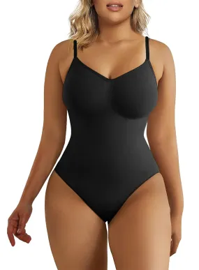 SHAPERX Women's Shapewear Bodysuit Tummy Control Body Shaper Seamless Sculpting Snatched Waist Body Suit,SZ5215-Black-L/XL