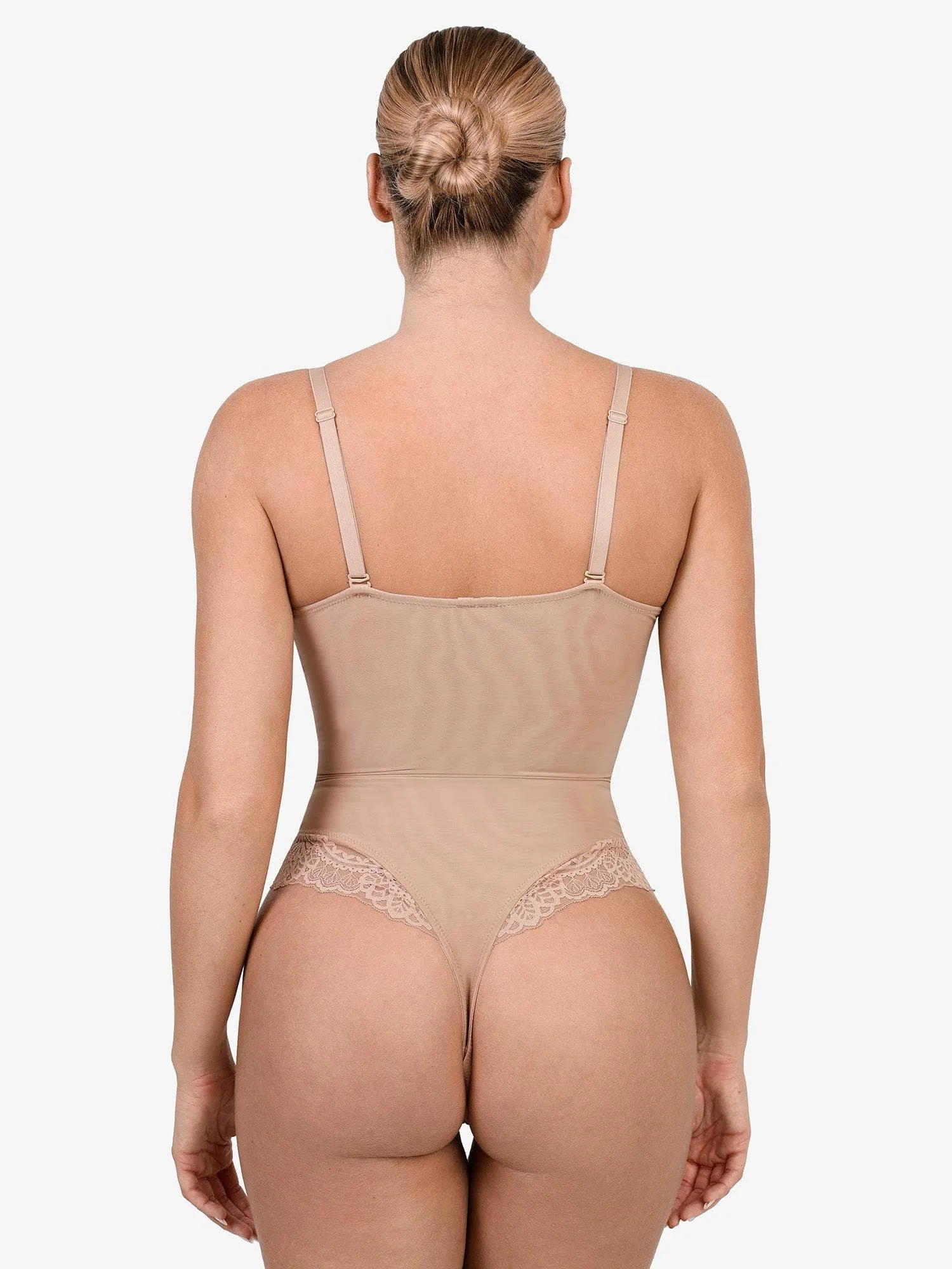 Shapewear Lace Deep V-Neck Sculpting Thong Bodysuit