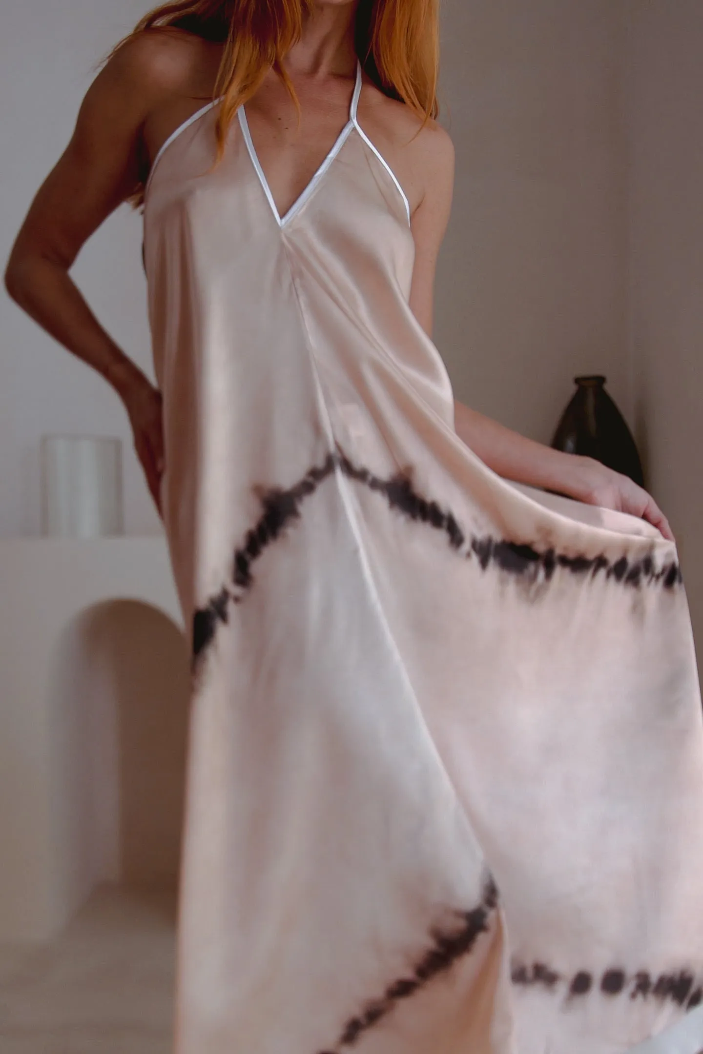 Shibori-Dyed Silk Halter Dress by Altair