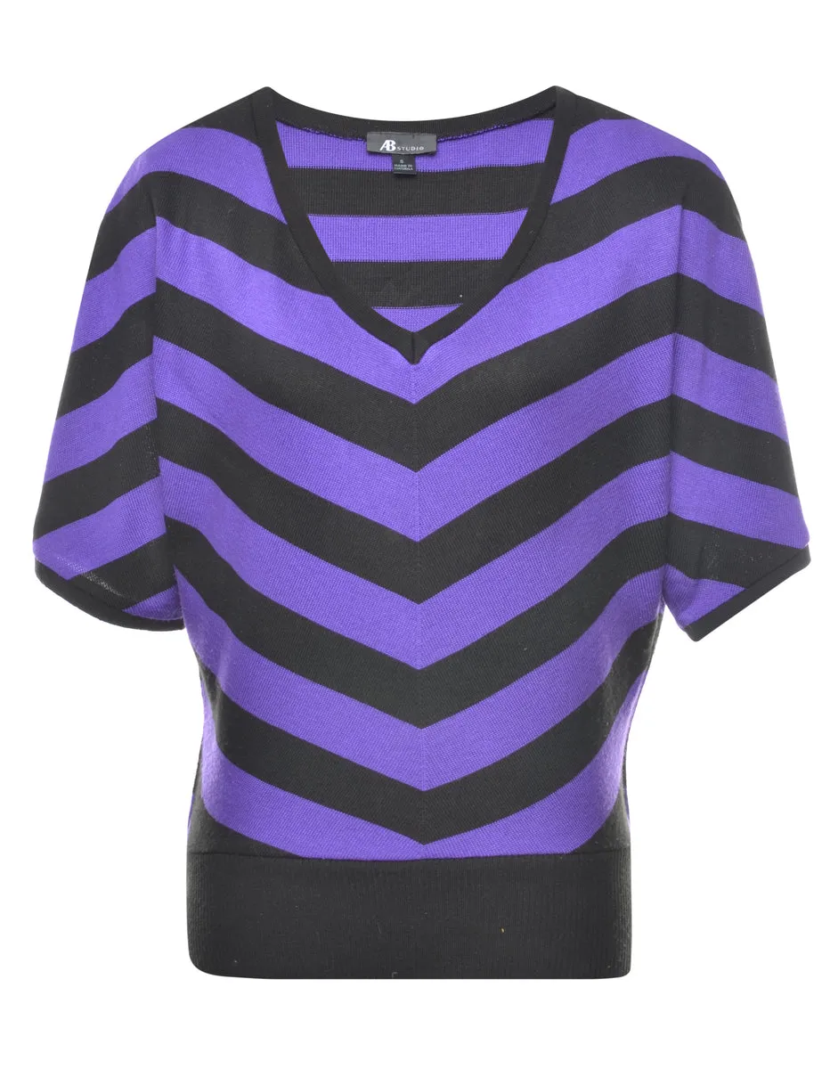 Short Sleeve Chevron Jumper - S