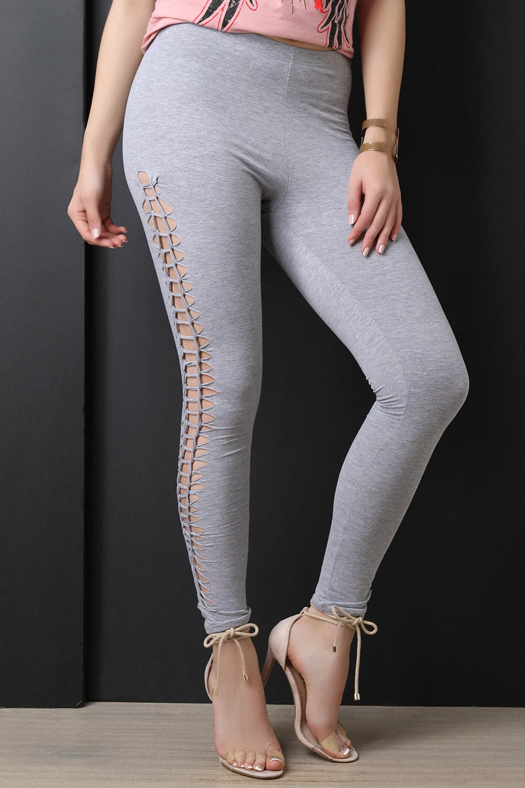 Side Braided Cutout High Waisted Leggings