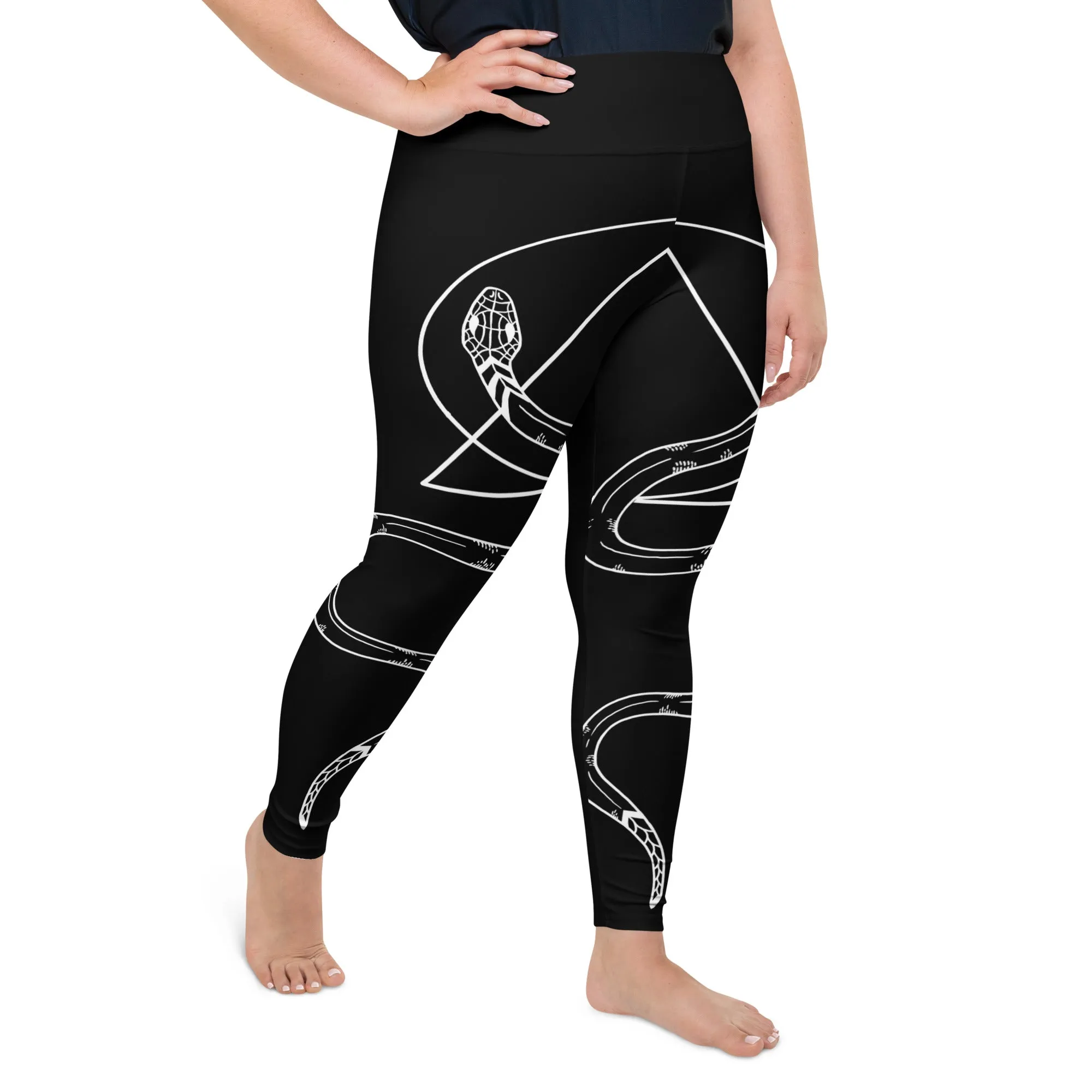 Snake Guardians Plus Size Leggings - UPF 50  Protection Vegan Witchy Occult Pagan Style Activewear - Goth Yoga Leisurewear