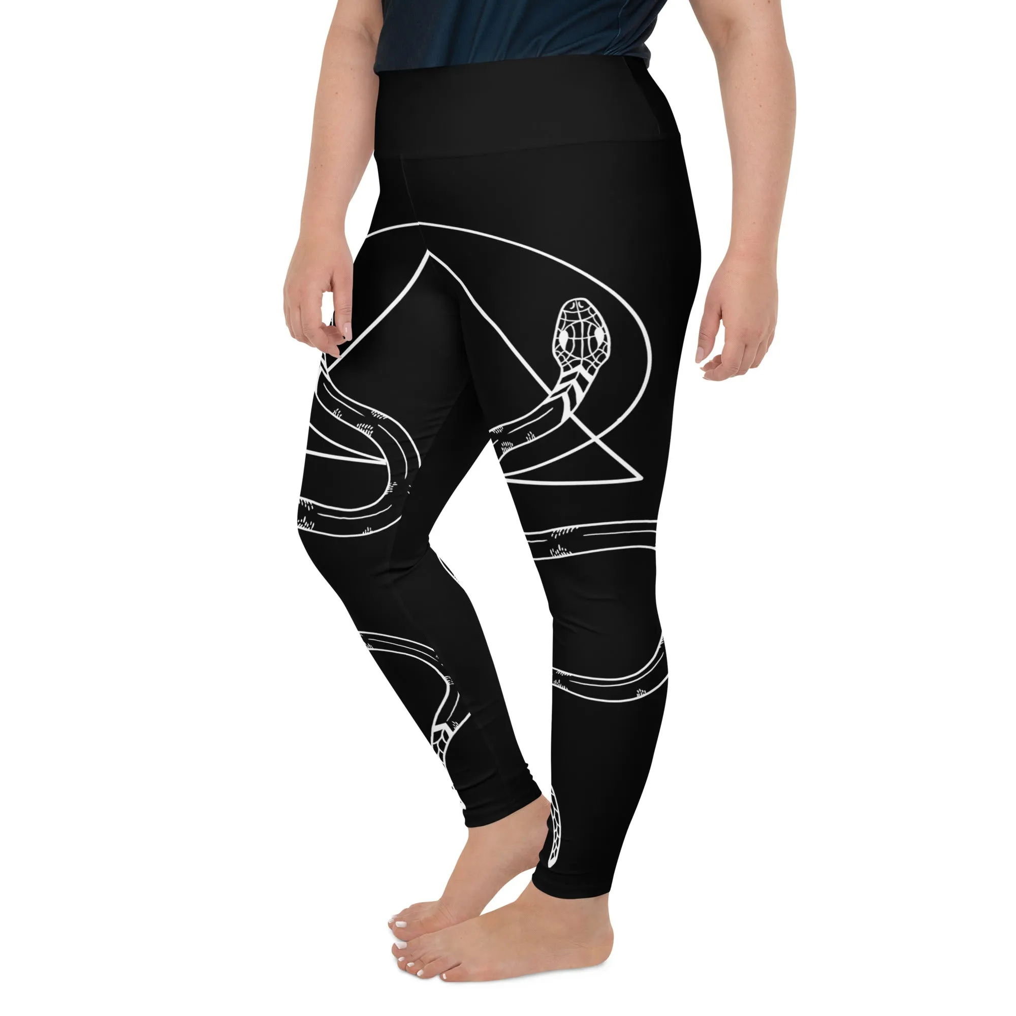 Snake Guardians Plus Size Leggings - UPF 50  Protection Vegan Witchy Occult Pagan Style Activewear - Goth Yoga Leisurewear