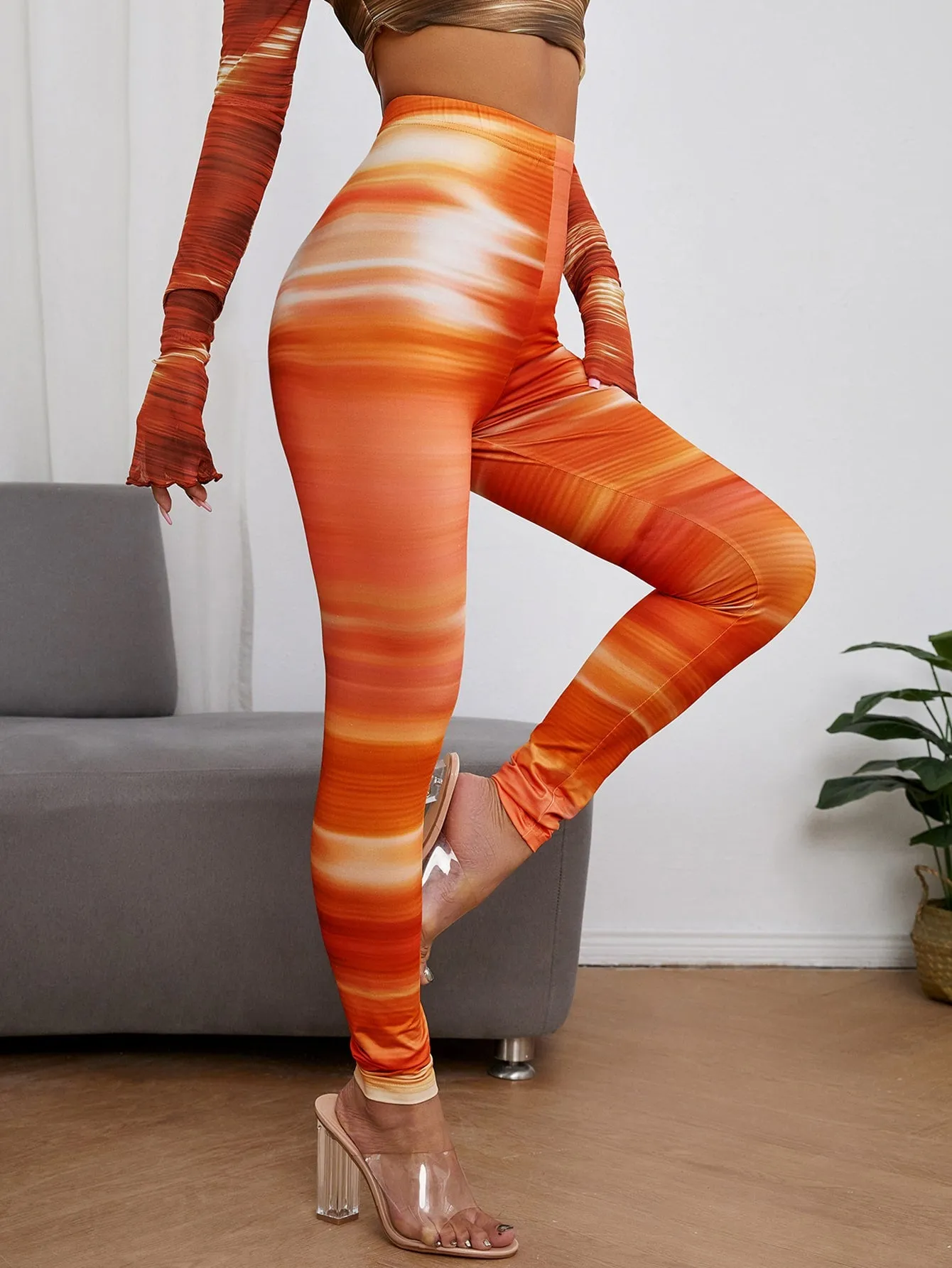 Sporty Ombre Cropped Women Leggings