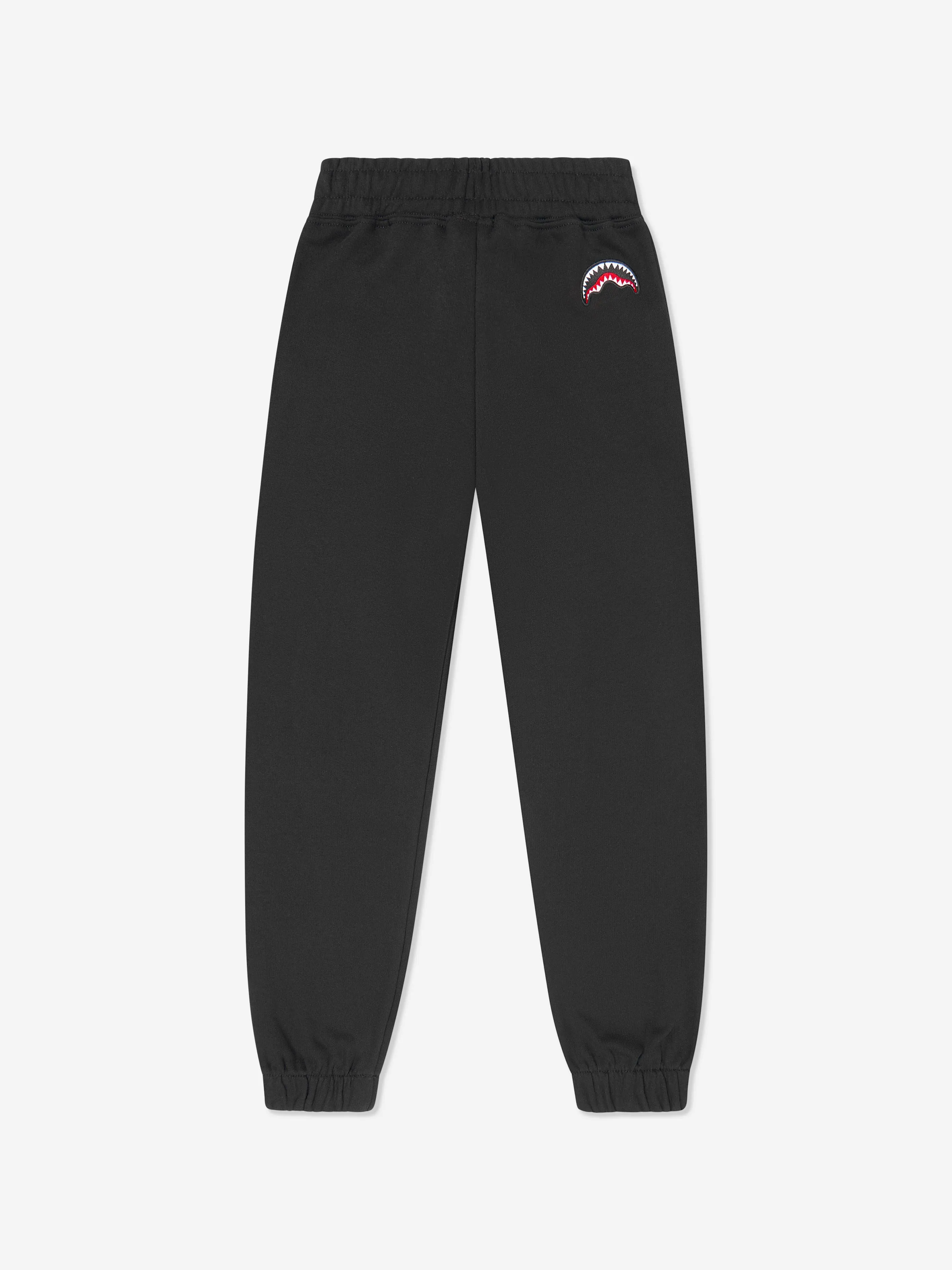 Sprayground Boys Shark Shape Logo Joggers in Black