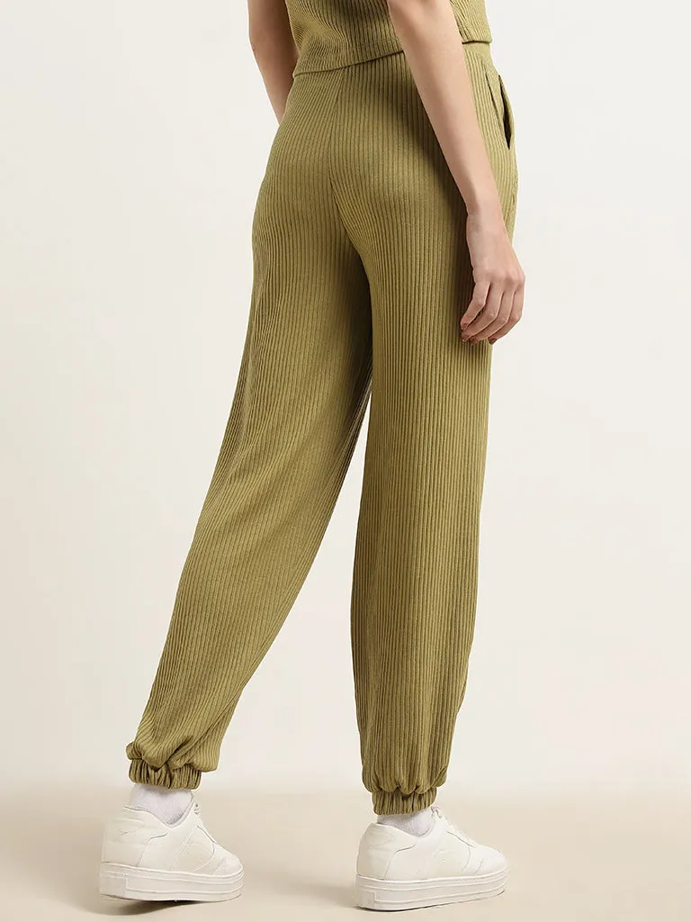 Studiofit Sage Ribbed Textured Mid-Rise Joggers