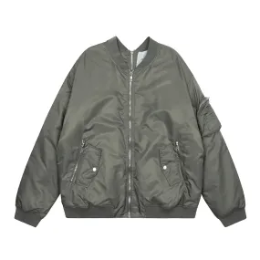 Super oversized quilted flight jacket with zipper details