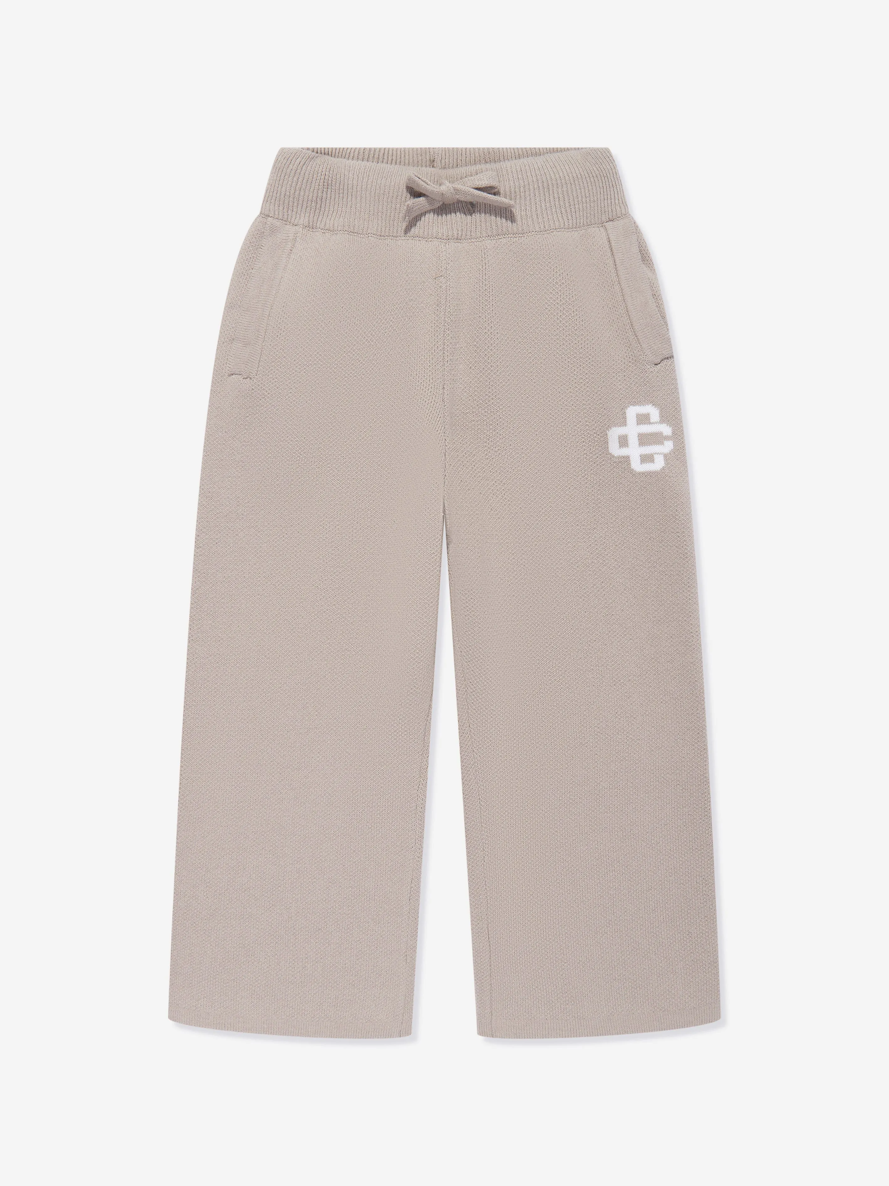 The Couture Club Kids Knitted Emblem Joggers in Beige