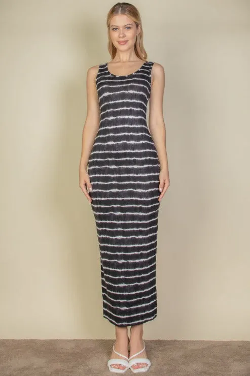 Tie Dye Printed Tank Bodycon Maxi Dress (CAPELLA)