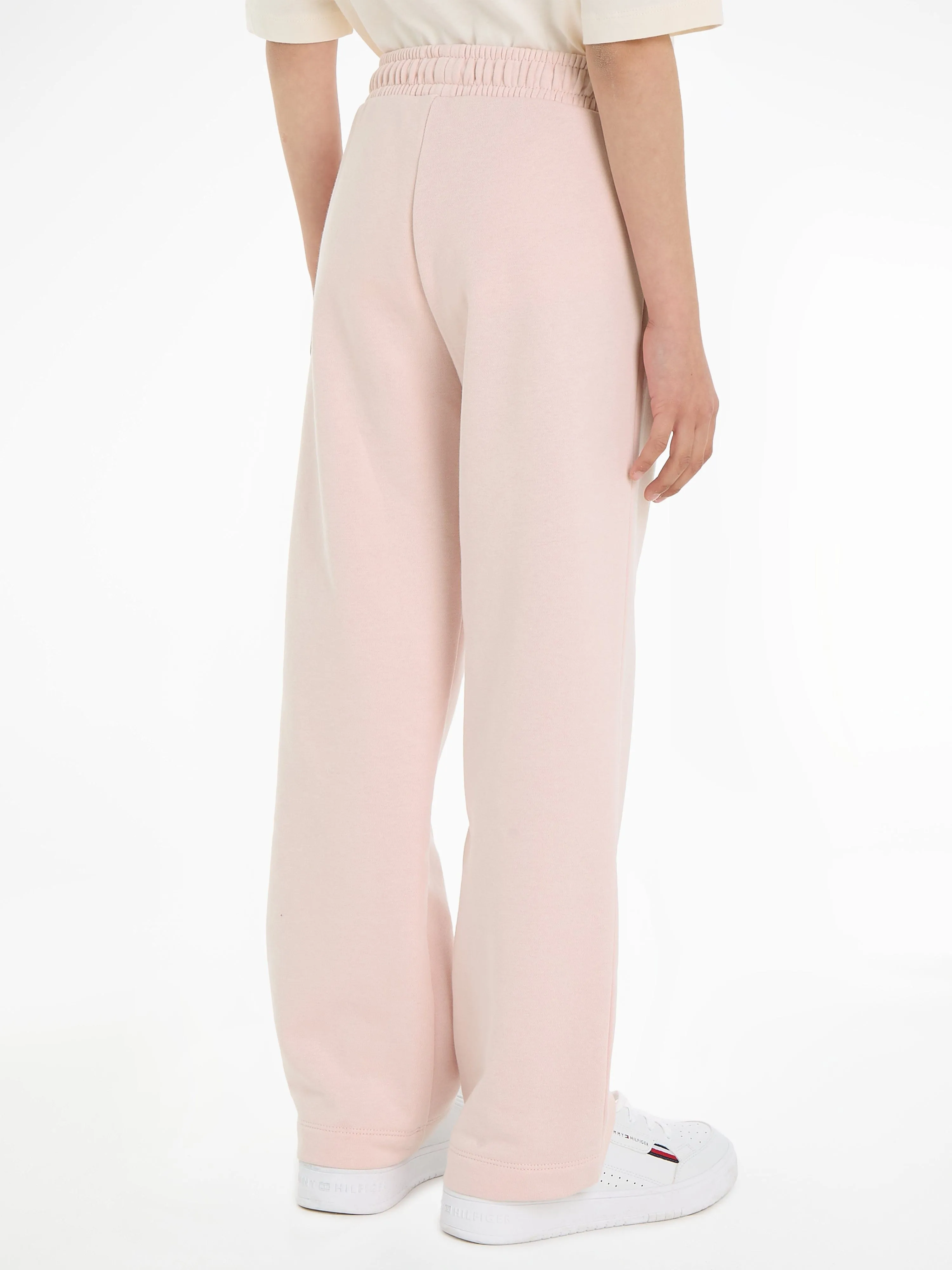 Tommy Hilfiger Girls Logo Script Wide Leg Joggers in Pink