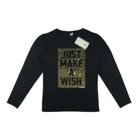 Tu t-shirt 8-9 years black flip sequin Just Make A Wish long sleeve cotton