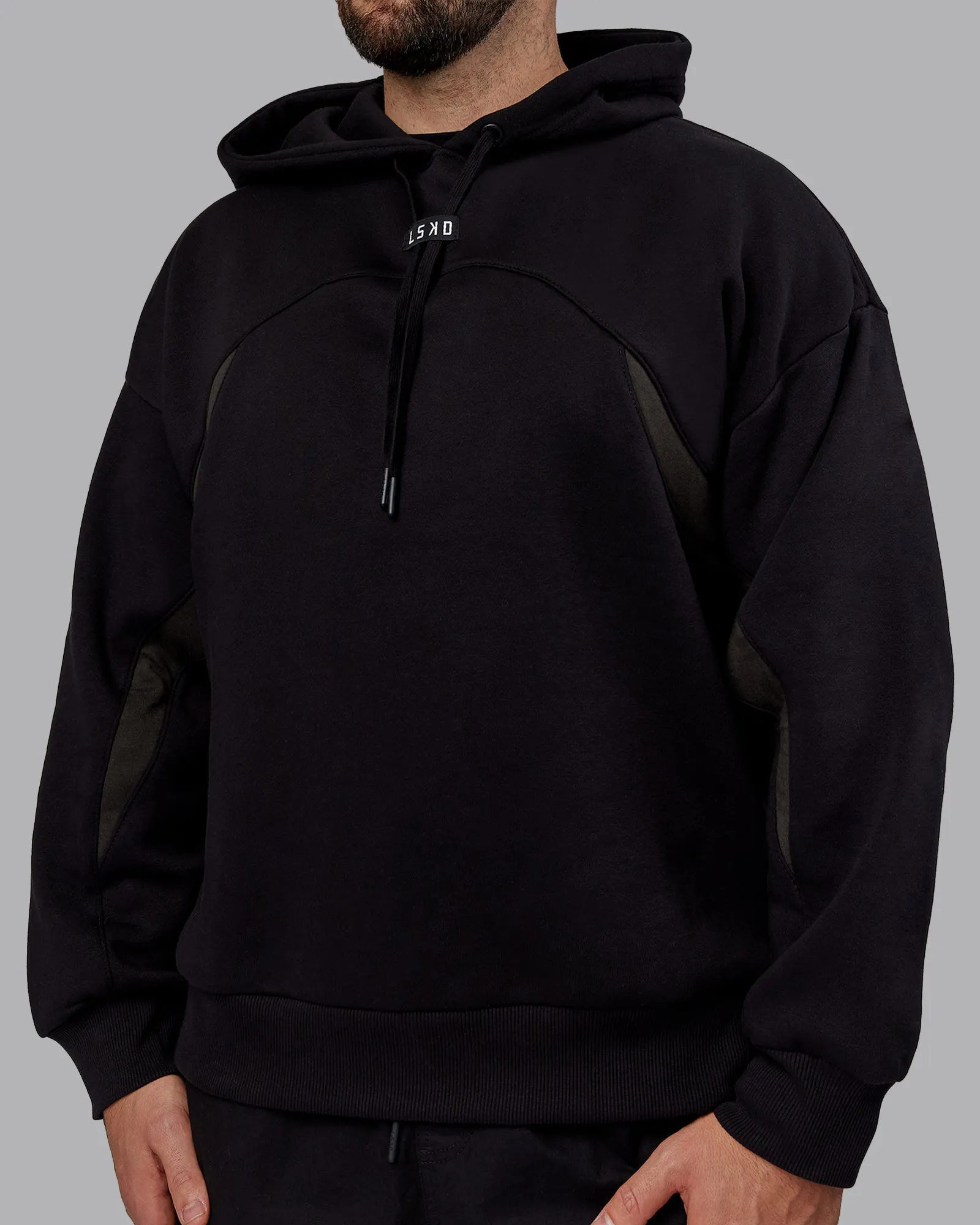 Unisex Y2K Concept Panel Hoodie - Black-Black-Pirate Black