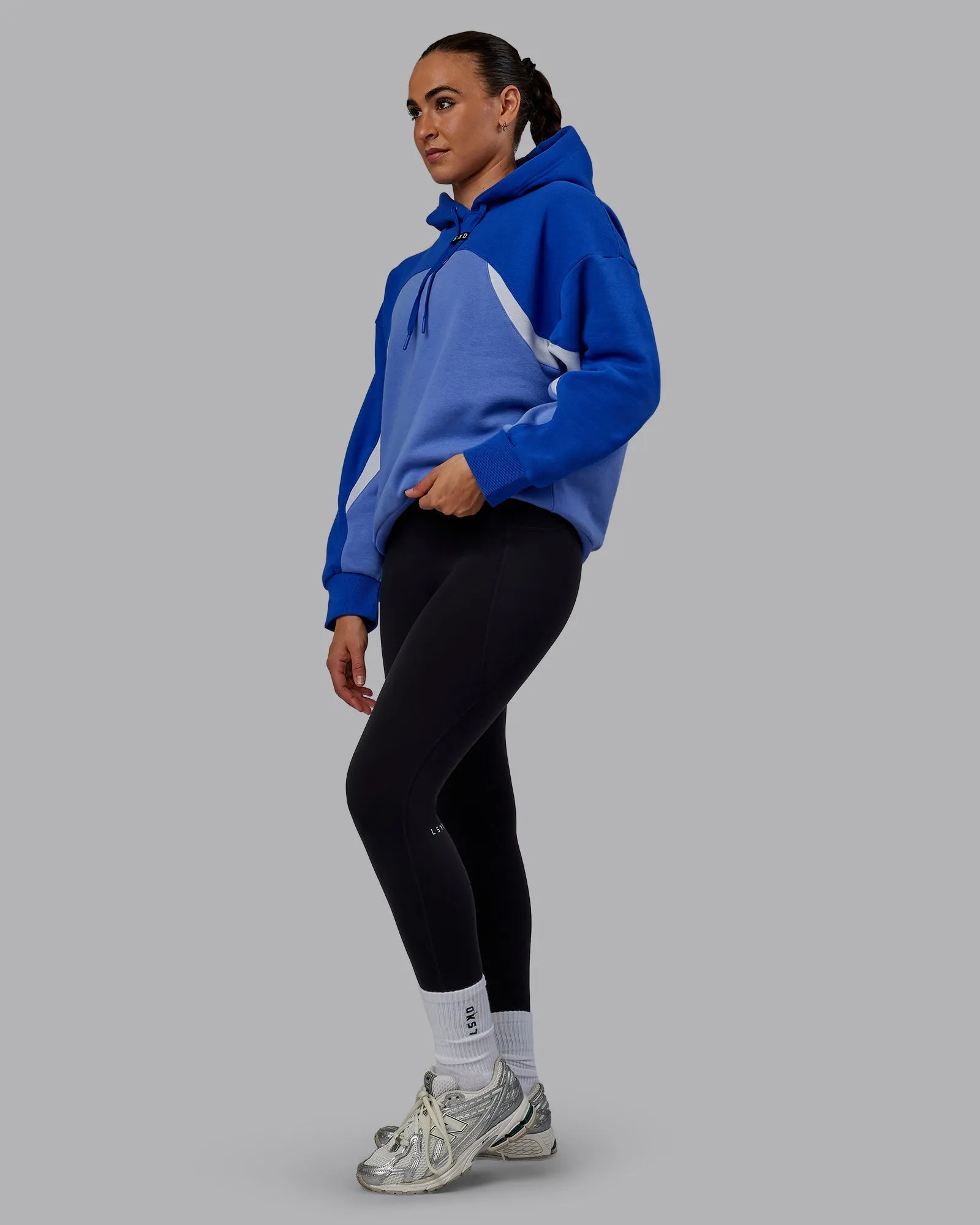 Unisex Y2K Concept Panel Hoodie - Power Cobalt-White