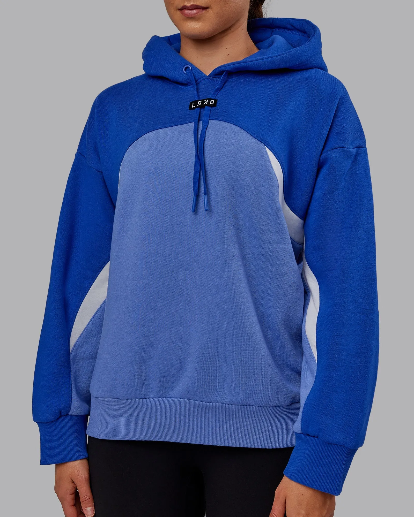 Unisex Y2K Concept Panel Hoodie - Power Cobalt-White