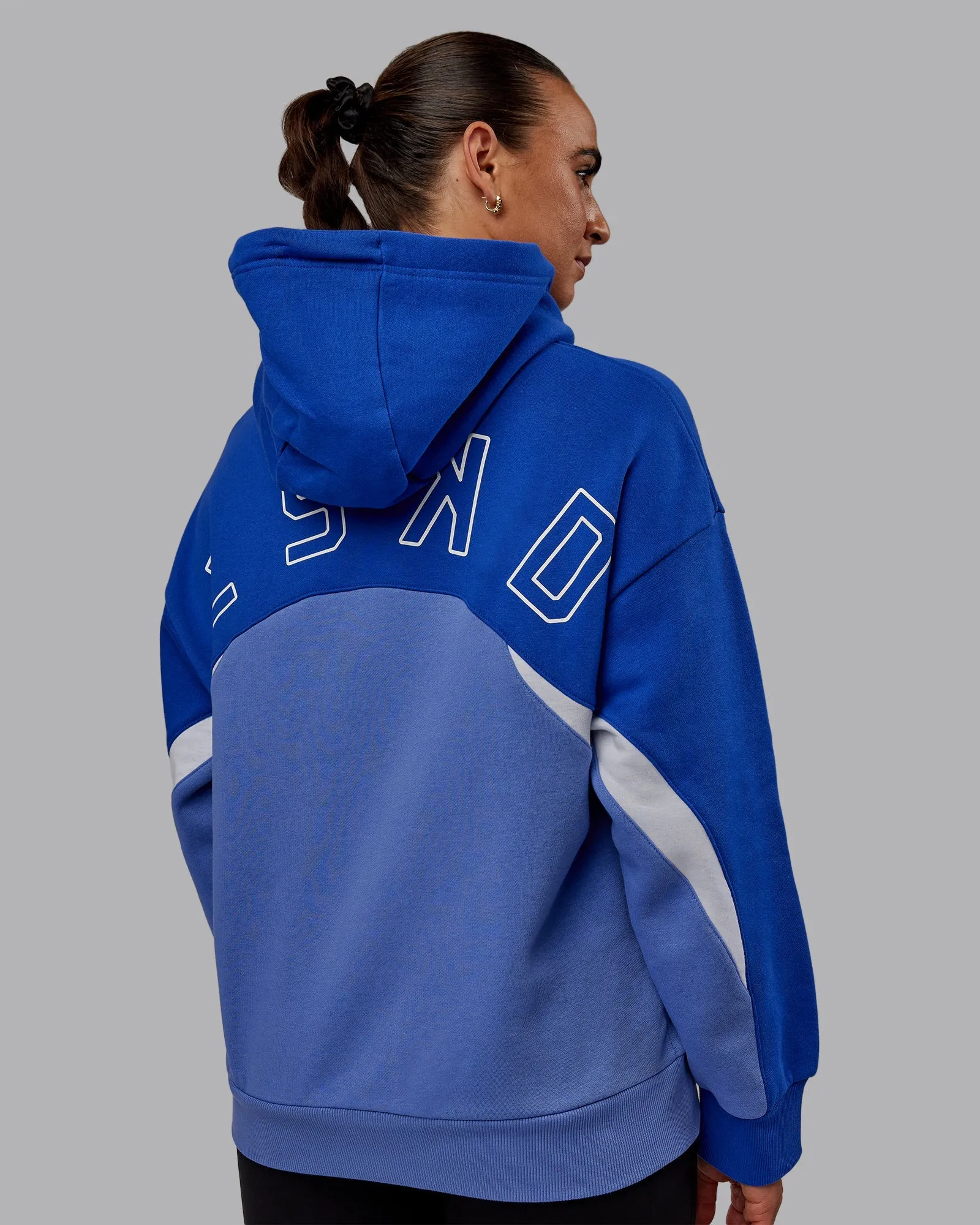 Unisex Y2K Concept Panel Hoodie - Power Cobalt-White