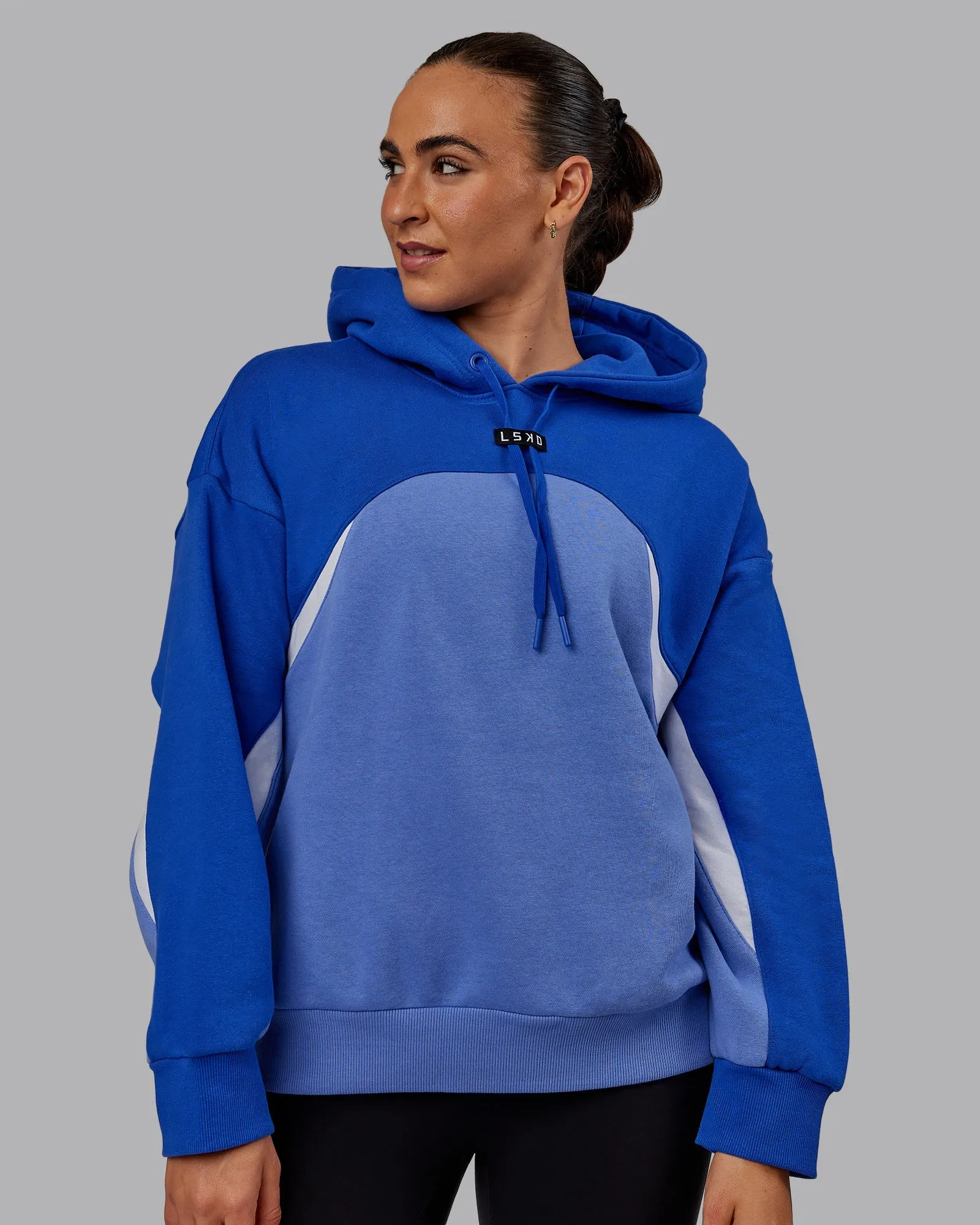 Unisex Y2K Concept Panel Hoodie - Power Cobalt-White