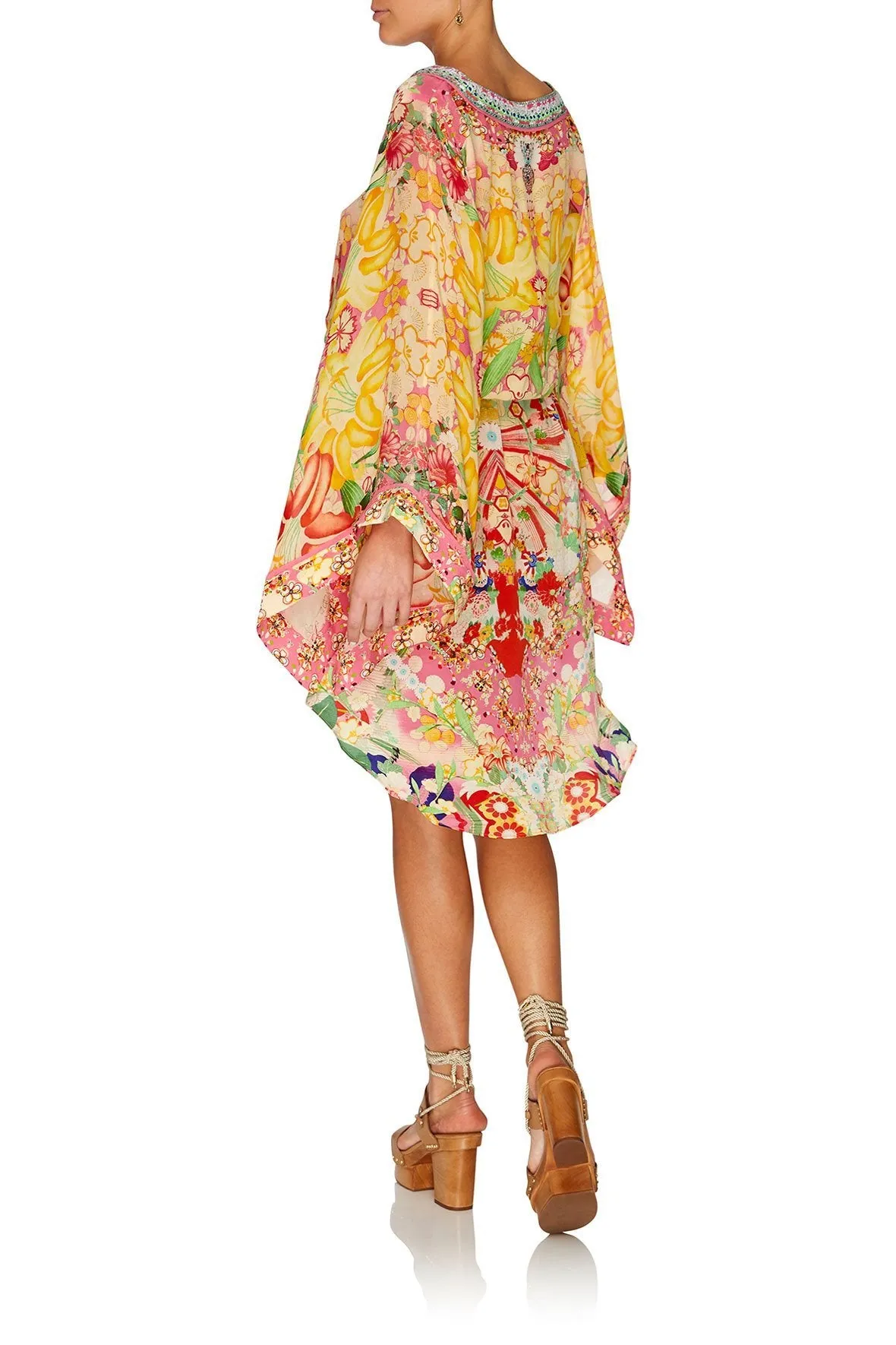 V-NECK KIMONO DRESS WITH TIE KIMONO KISSES