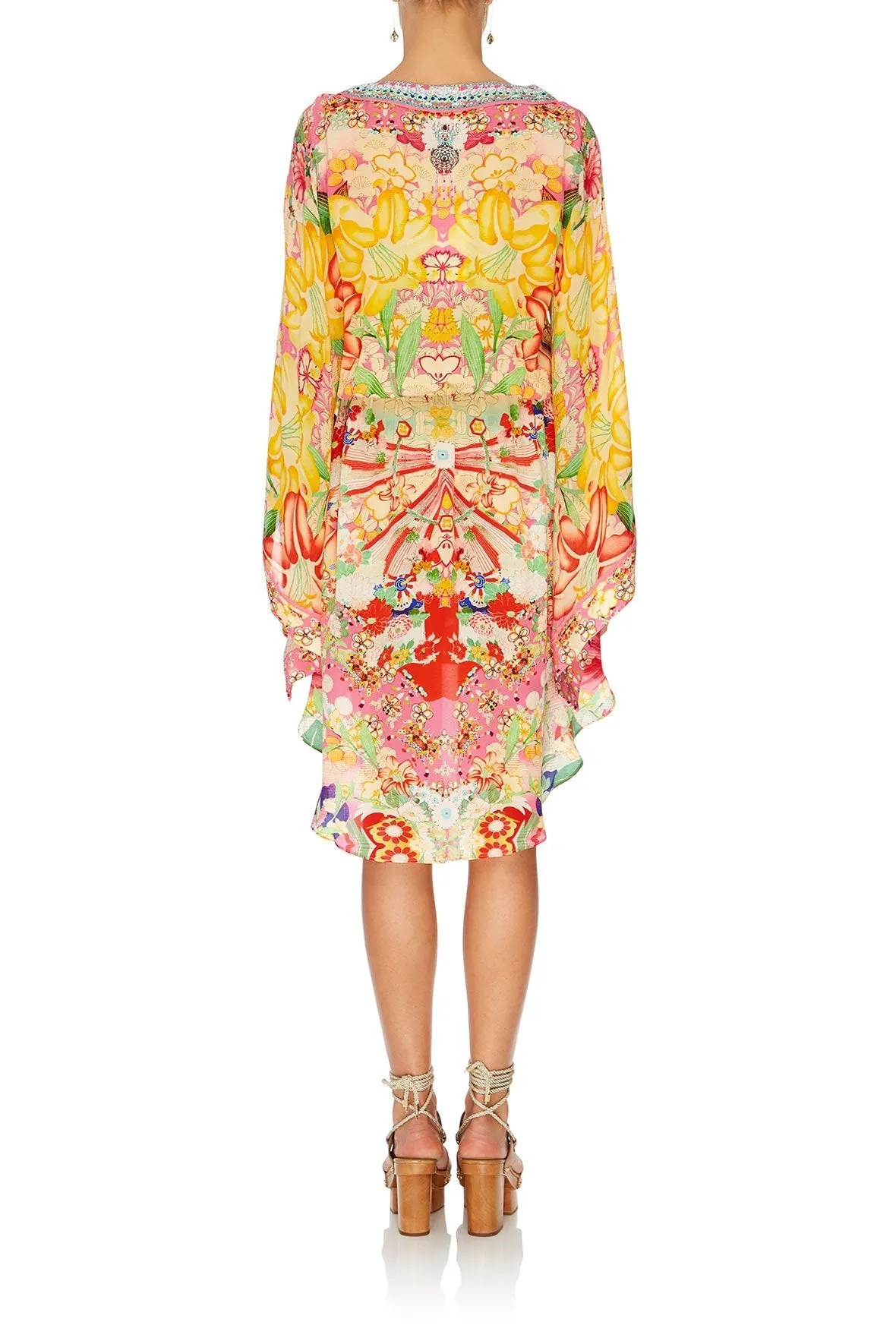 V-NECK KIMONO DRESS WITH TIE KIMONO KISSES