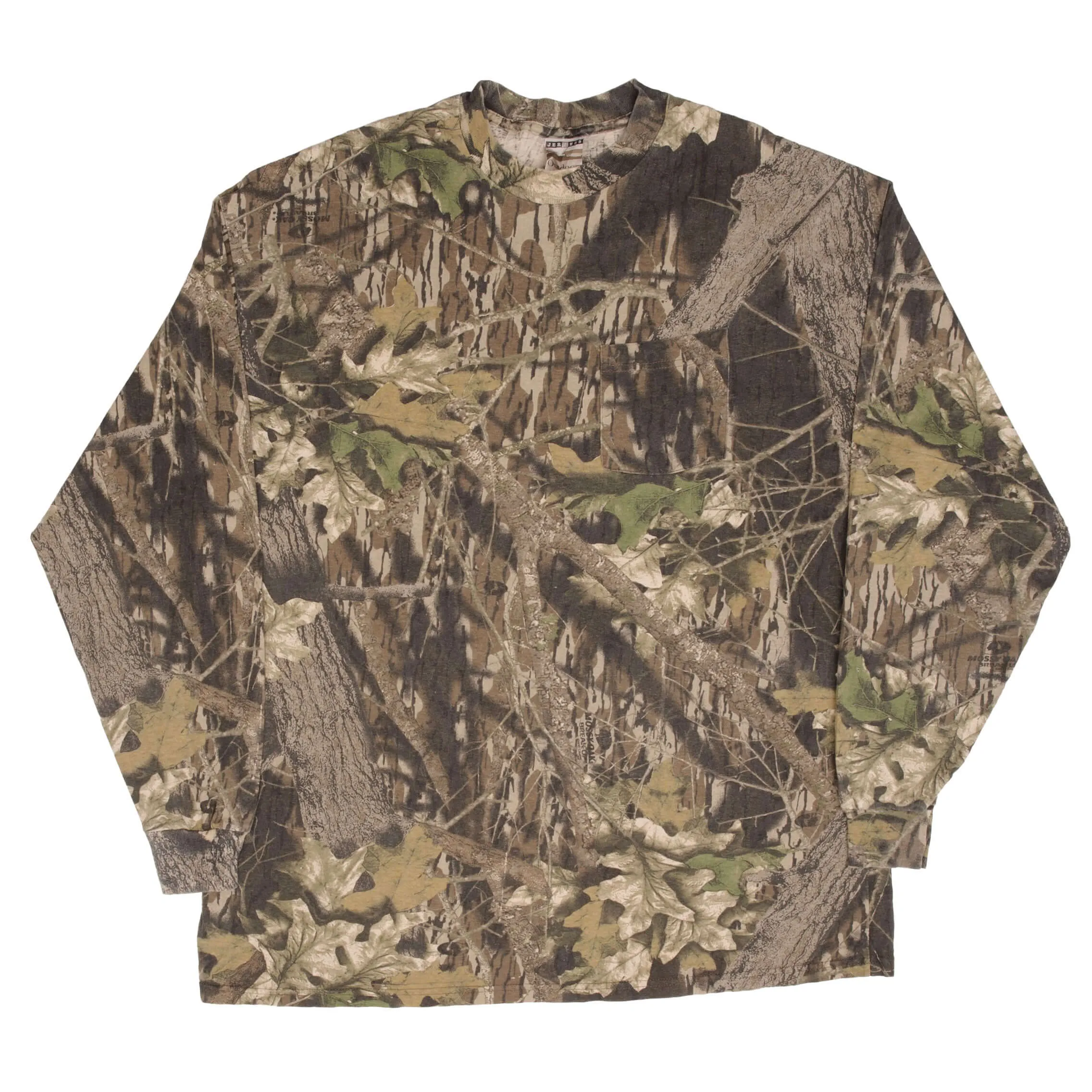 VINTAGE HUNTING MOSSY OAK BREAK UP CAMO LONG SLEEVE POCKET TEE SHIRT SIZE 2XL