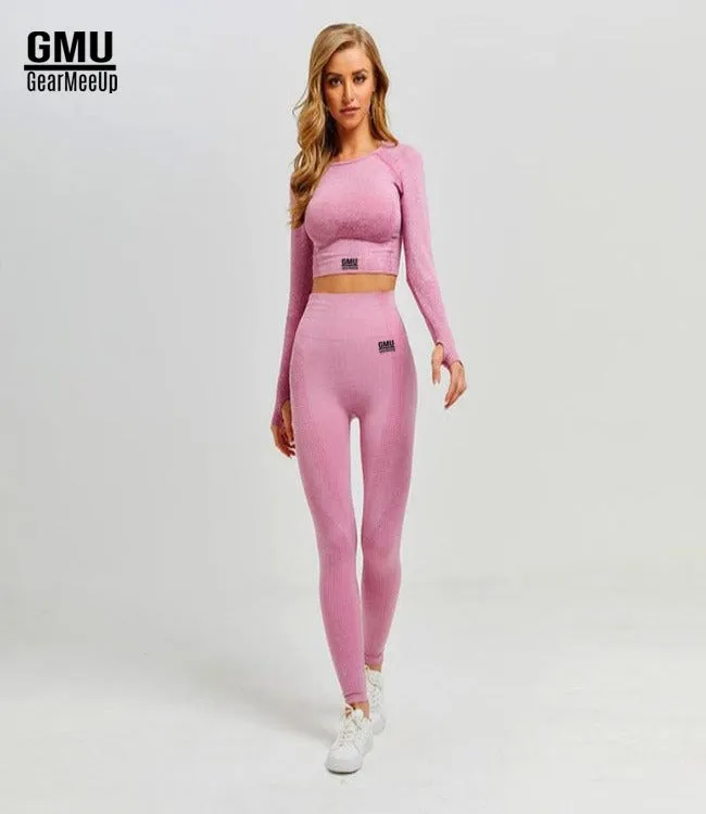 Vital Seamless Leggings Crop Top Long Sleeve Set