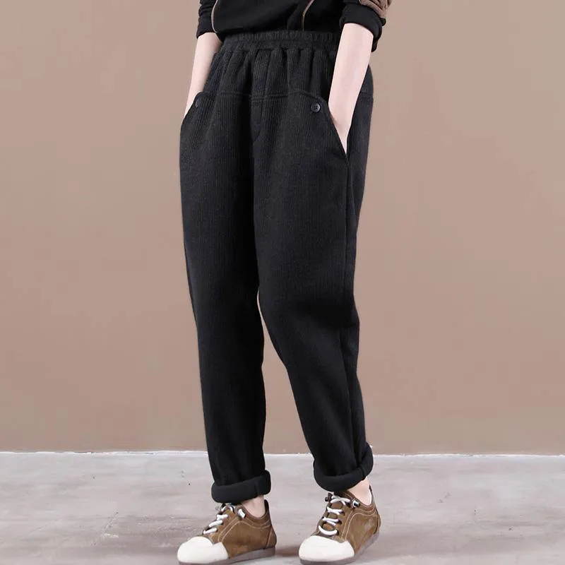 Vivid black pants  spring elastic waist pockets Photography trousers