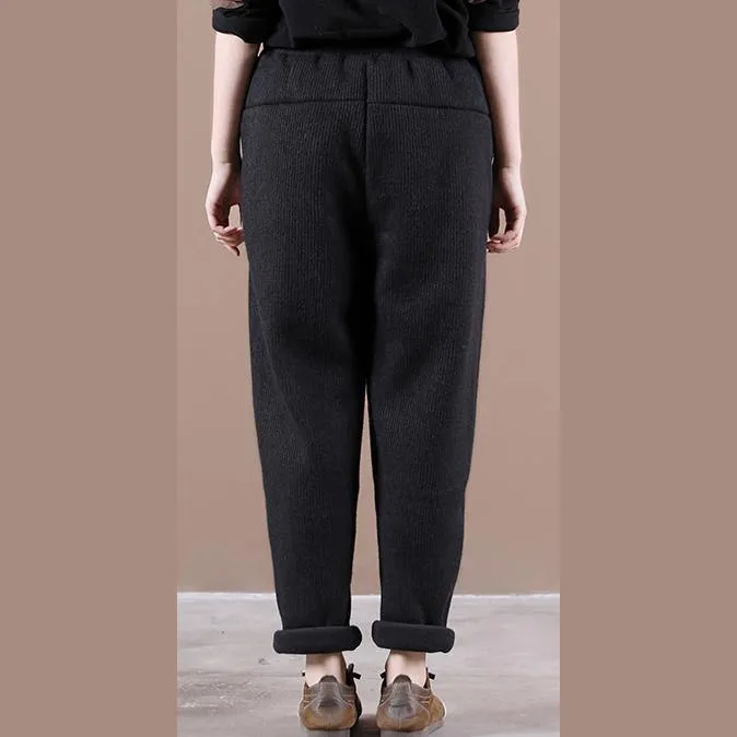 Vivid black pants  spring elastic waist pockets Photography trousers