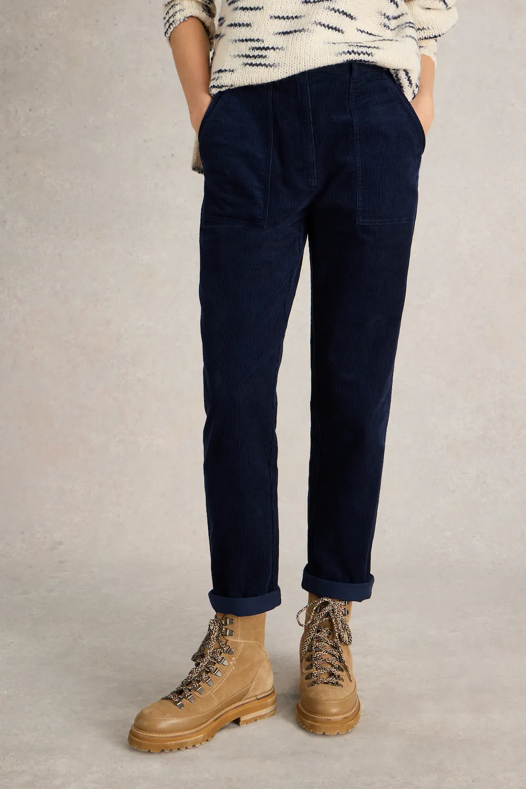 White Stuff Twister Cord Dark Navy Trouser