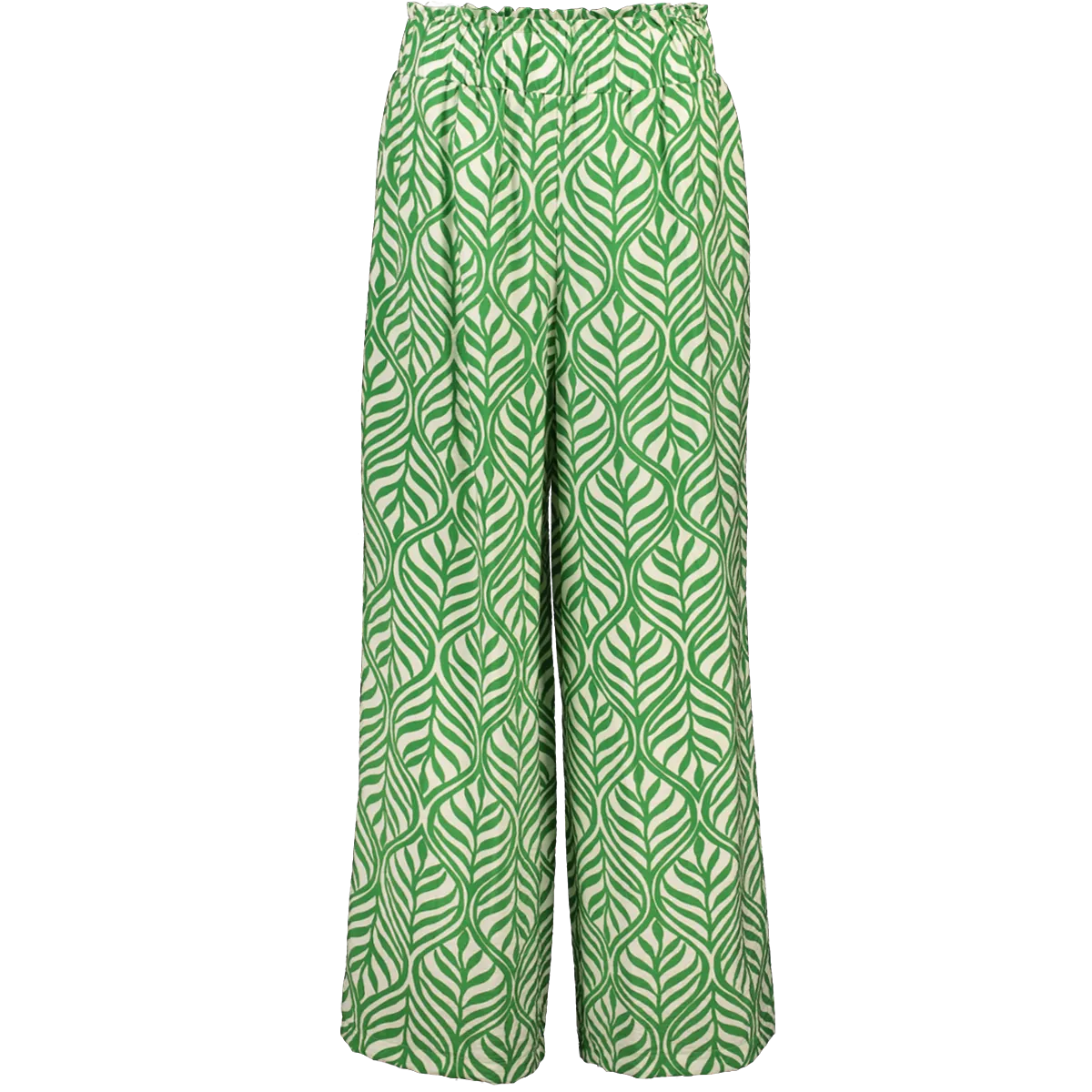 Wide Green Leaf Pattern Trousers