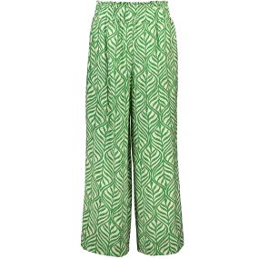 Wide Green Leaf Pattern Trousers