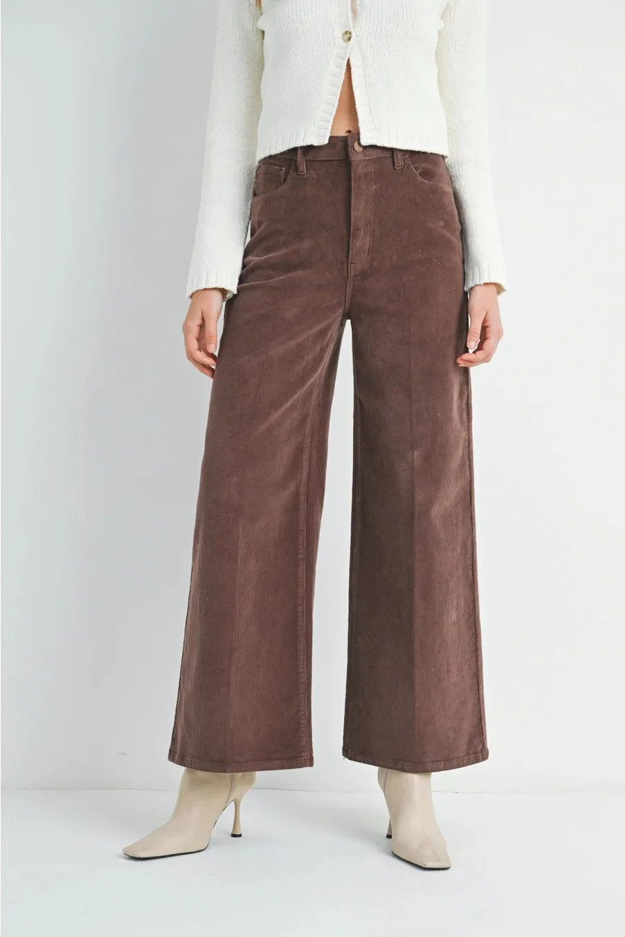 Wide Leg Corduroy in Dk. Brown