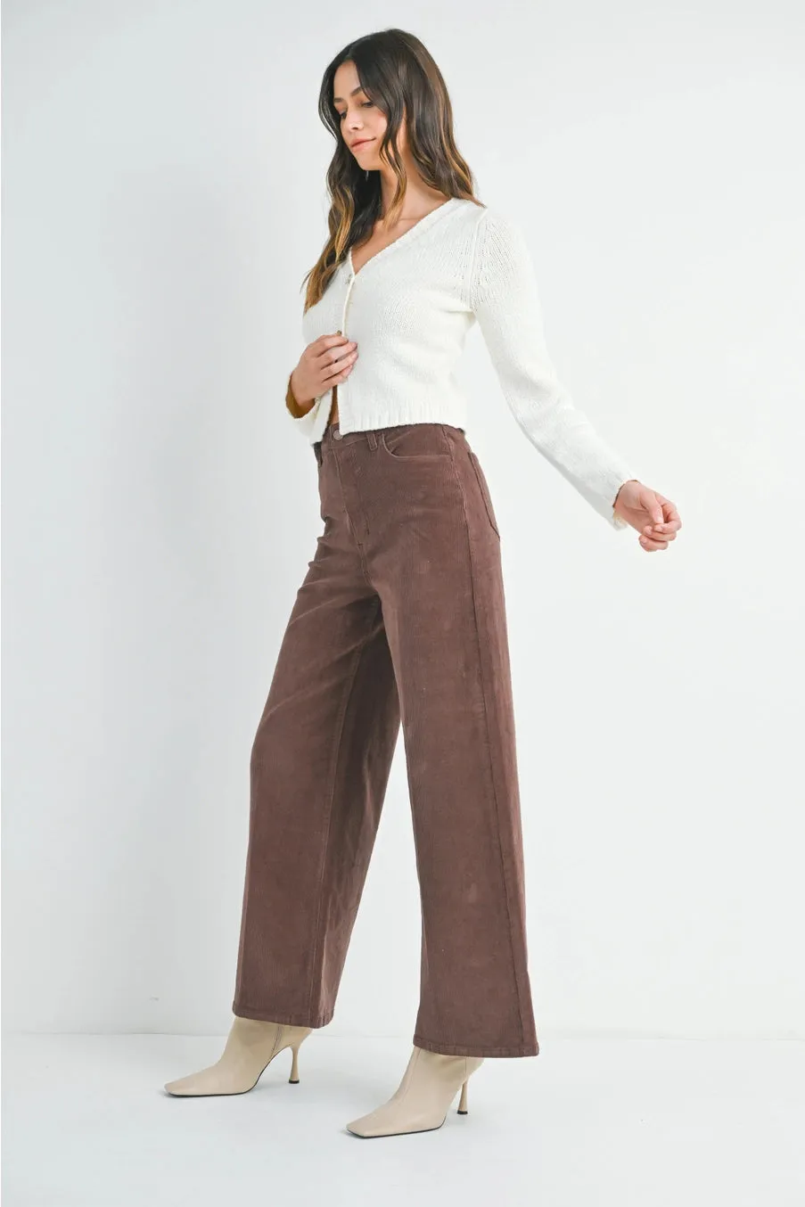 Wide Leg Corduroy in Dk. Brown