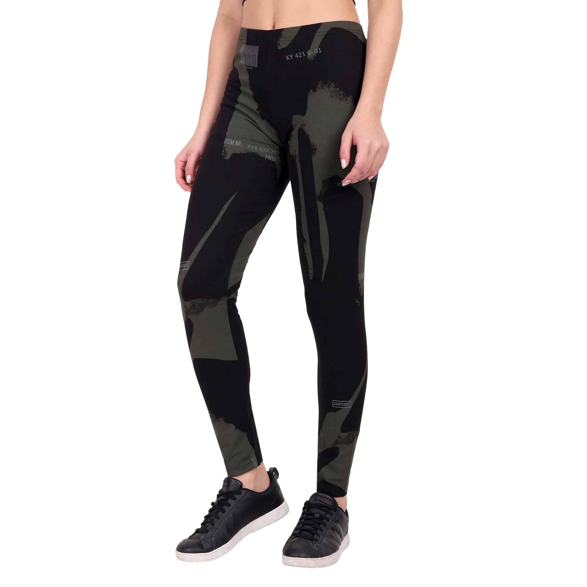 Women Black Printed Leggings