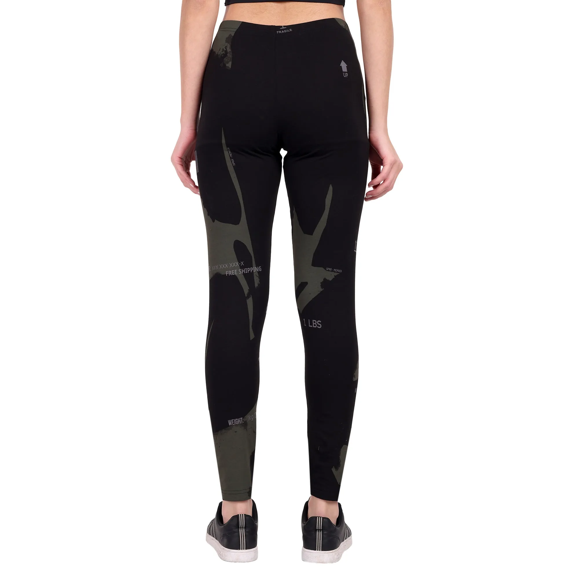 Women Black Printed Leggings