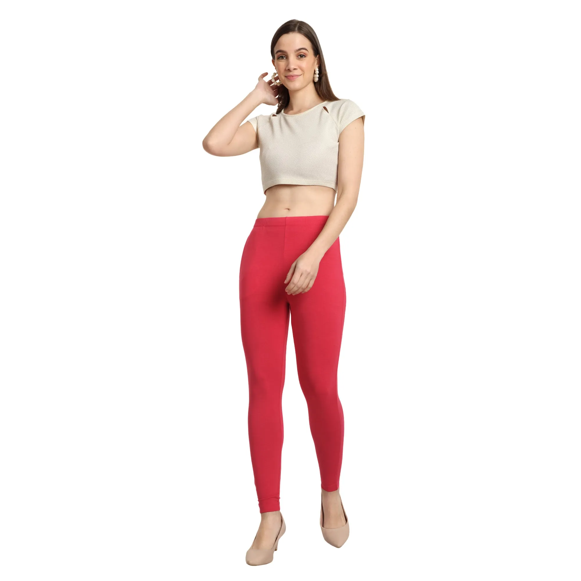 Women Bright Fuchsia Ankle Length Legging