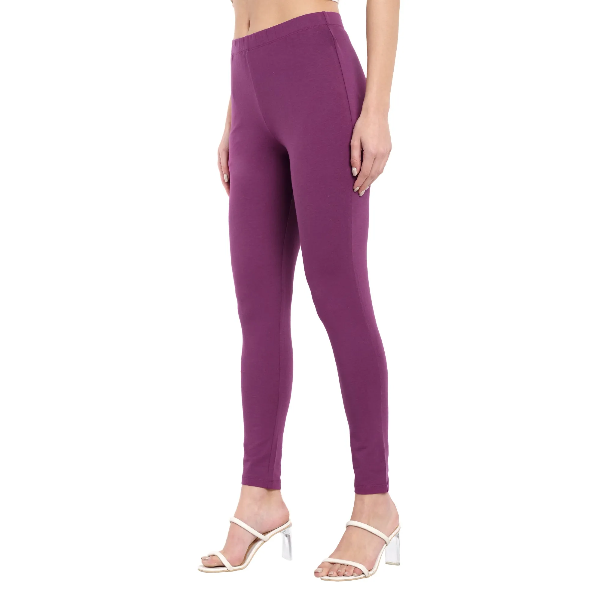 Women Dark Violet Regular Legging