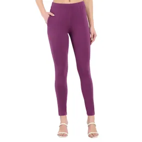 Women Dark Violet Regular Legging