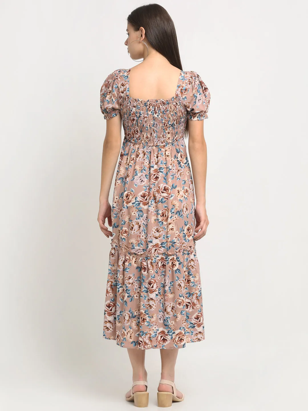 Women Floral Print Maxi-Fit Casual Dress