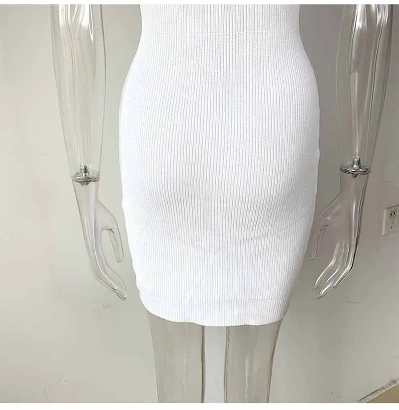 Women Ribbed-knit Short-sleeve Dress V-neck Minidress Cockail Dress