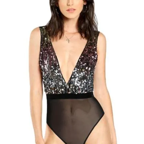 Women Sequin Cami Bodysuit