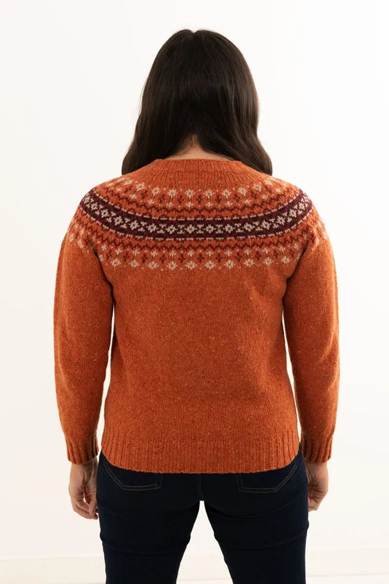 Womens Croft II Yoke Fair Isle Jumper - Orange