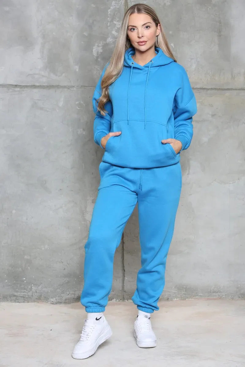 Women's Ruched Sleeve Lounge Wear Tracksuit Set with Oversized Hoodie