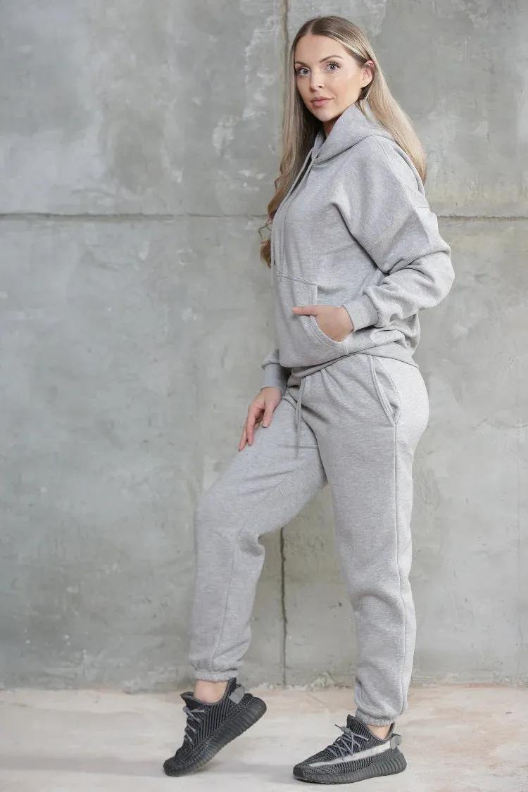 Women's Ruched Sleeve Lounge Wear Tracksuit Set with Oversized Hoodie