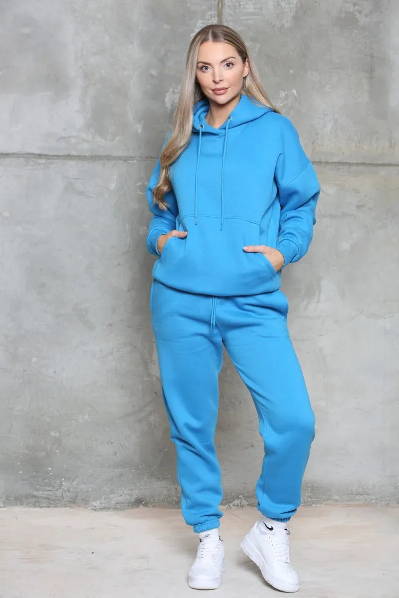 Women's Ruched Sleeve Lounge Wear Tracksuit Set with Oversized Hoodie