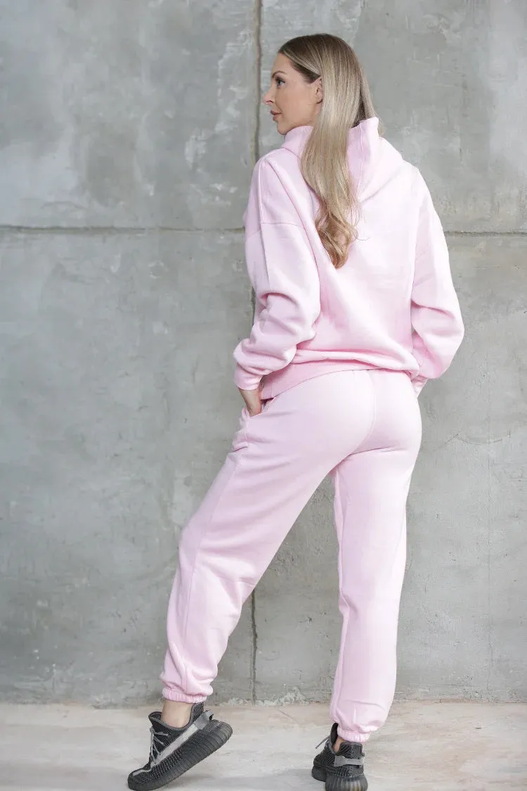 Women's Ruched Sleeve Lounge Wear Tracksuit Set with Oversized Hoodie