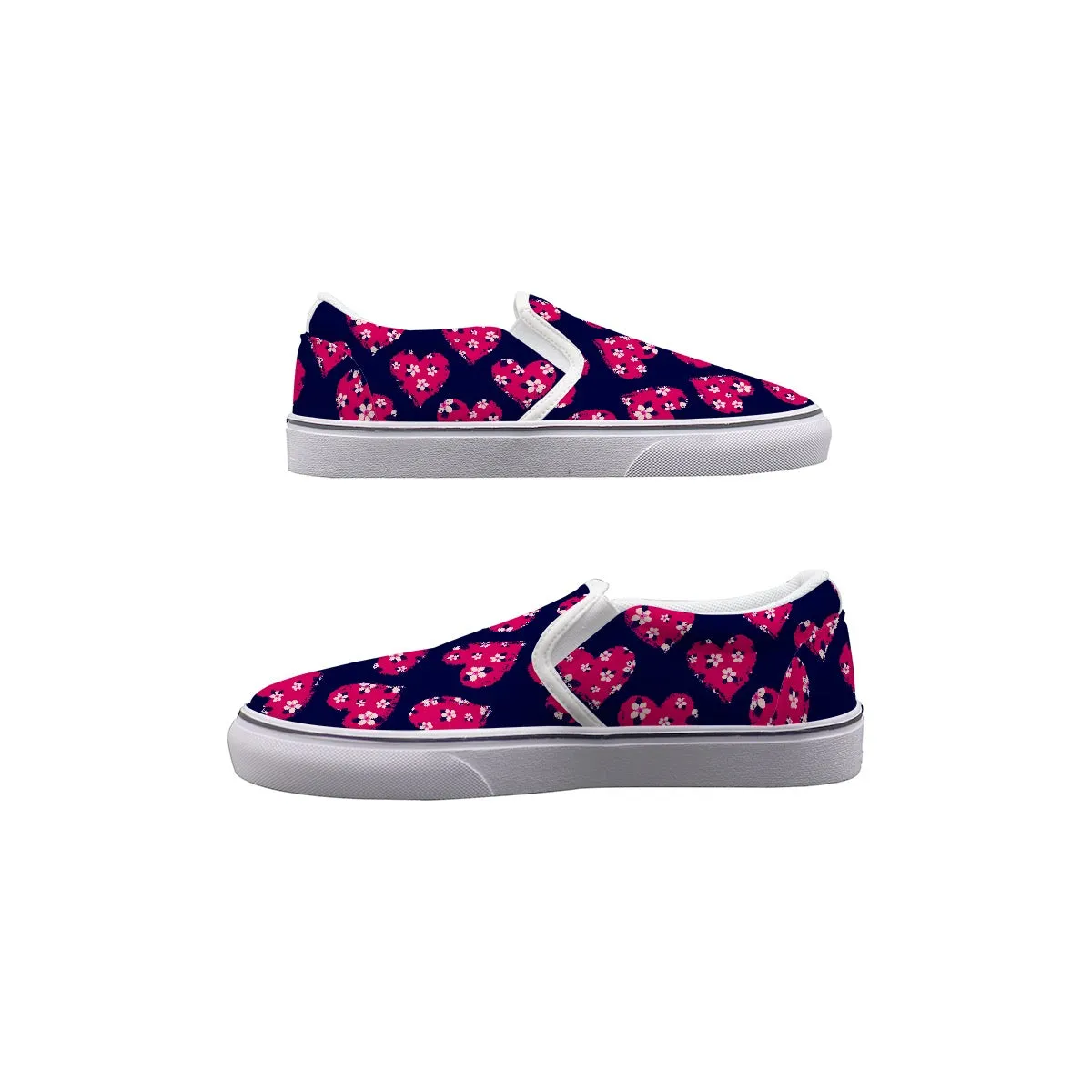 Women's Slip On Sneakers blk/red hearts