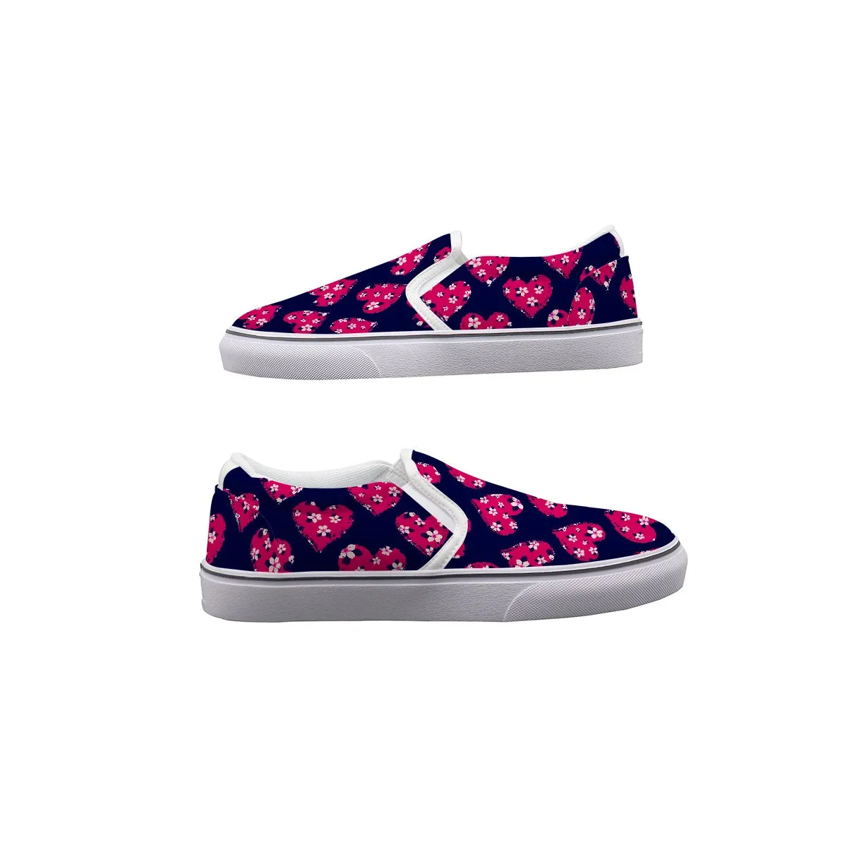 Women's Slip On Sneakers blk/red hearts